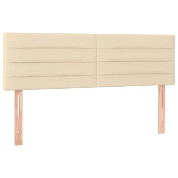 Tăblie de pat cu LED, crem, 144x5x78/88 cm, textil