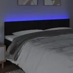 Tăblie de pat cu LED, negru, 160x5x78/88 cm, textil
