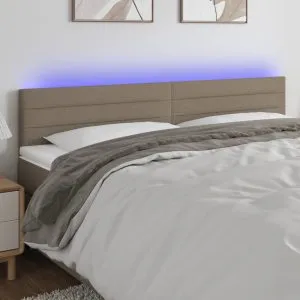 Tăblie de pat cu LED, gri taupe, 160x5x78/88 cm, textil