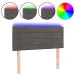 Tăblie de pat cu LED, gri închis, 80x5x78/88 cm, catifea