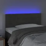 Tăblie de pat cu LED, gri închis, 80x5x78/88 cm, catifea