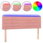 Tăblie de pat cu LED, roz, 144x5x78/88 cm, catifea