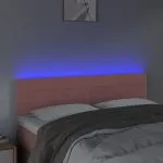 Tăblie de pat cu LED, roz, 144x5x78/88 cm, catifea