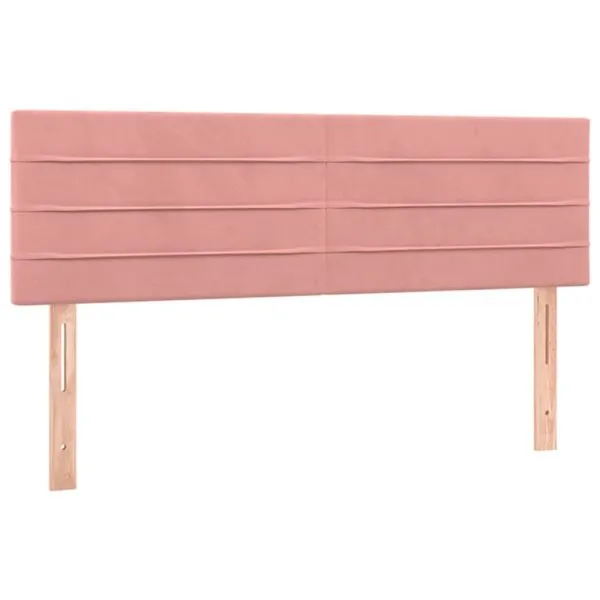 Tăblie de pat cu LED, roz, 144x5x78/88 cm, catifea