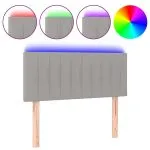 Tăblie de pat cu LED, gri deschis, 80x5x78/88 cm, textil