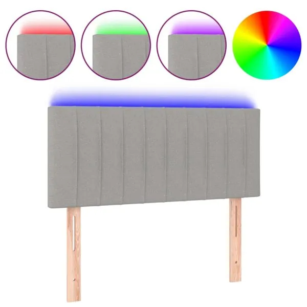Tăblie de pat cu LED, gri deschis, 80x5x78/88 cm, textil