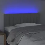 Tăblie de pat cu LED, gri deschis, 80x5x78/88 cm, textil