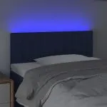 Tăblie de pat cu LED, albastru, 80x5x78/88 cm, textil