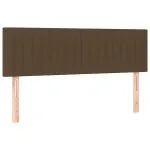 Tăblie de pat cu LED, maro închis, 144x5x78/88 cm, textil