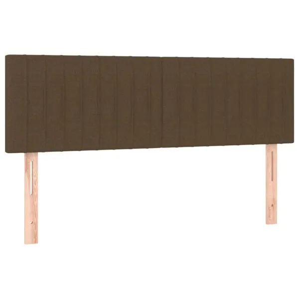 Tăblie de pat cu LED, maro închis, 144x5x78/88 cm, textil