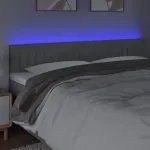 Tăblie de pat cu LED, gri deschis, 180x5x78/88 cm, textil