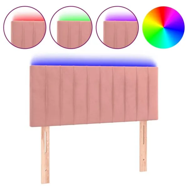 Tăblie de pat cu LED, roz, 80x5x78/88 cm, catifea