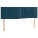Tăblie de pat cu LED, albastru închis, 144x5x78/88 cm, catifea