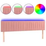 Tăblie de pat cu LED, roz, 160x5x78/88 cm, catifea