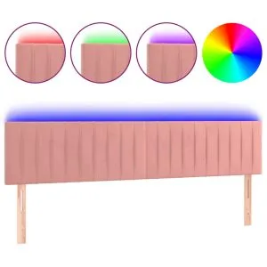 Tăblie de pat cu LED, roz, 160x5x78/88 cm, catifea