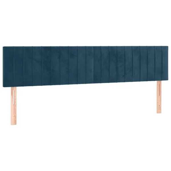 Tăblie de pat cu LED, albastru închis, 180x5x78/88 cm, catifea