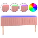 Tăblie de pat cu LED, roz, 200x5x78/88 cm, catifea