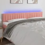 Tăblie de pat cu LED, roz, 200x5x78/88 cm, catifea