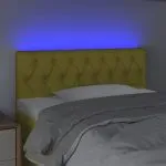 Tăblie de pat cu LED, verde, 90x7x78/88 cm, textil