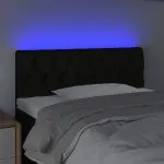Tăblie de pat cu LED, negru, 100x7x78/88 cm, textil