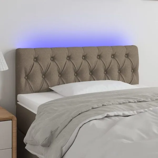 Tăblie de pat cu LED, gri taupe, 100x7x78/88 cm, textil