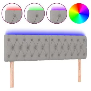 Tăblie de pat cu LED, gri deschis, 160x7x78/88 cm, textil
