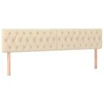 Tăblie de pat cu LED, crem, 200x7x78/88 cm, textil