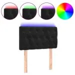 Tăblie de pat cu LED, negru, 80x7x78/88 cm, catifea