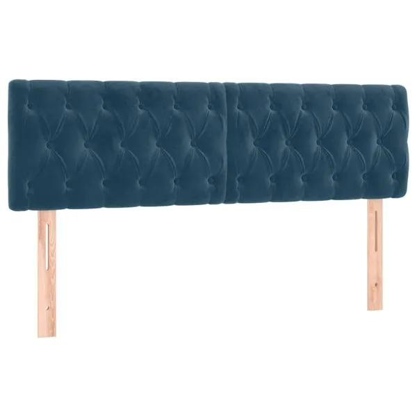 Tăblie de pat cu LED, albastru închis, 160x7x78/88 cm, catifea