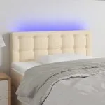 Tăblie de pat cu LED, crem, 90x5x78/88 cm, textil