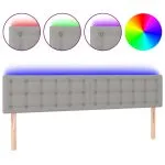 Tăblie de pat cu LED, gri deschis, 160x5x78/88 cm, textil