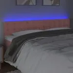 Tăblie de pat cu LED, roz, 200x5x78/88 cm, catifea
