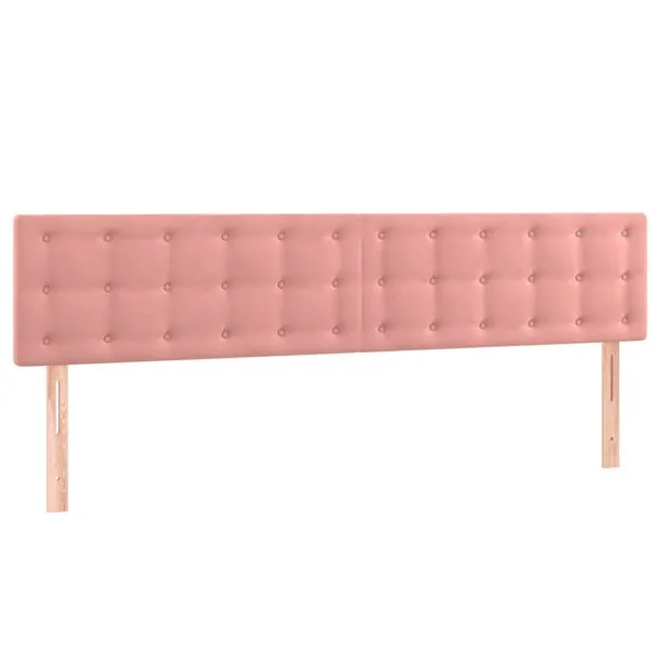 Tăblie de pat cu LED, roz, 200x5x78/88 cm, catifea