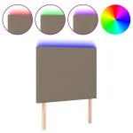 Tăblie de pat cu LED, gri taupe, 80x5x118/128 cm, textil