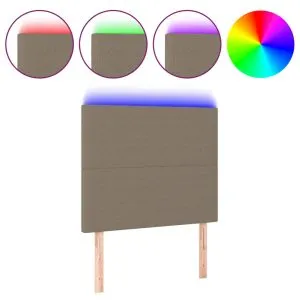 Tăblie de pat cu LED, gri taupe, 80x5x118/128 cm, textil