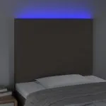 Tăblie de pat cu LED, gri taupe, 80x5x118/128 cm, textil