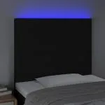 Tăblie de pat cu LED, negru, 100x5x118/128 cm, textil