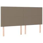 Tăblie de pat cu LED, gri taupe, 180x5x118/128 cm, textil