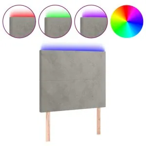 Tăblie de pat cu LED, gri deschis, 80x5x118/128 cm, catifea