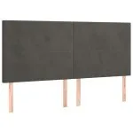 Tăblie de pat cu LED, gri închis, 180x5x118/128 cm, catifea