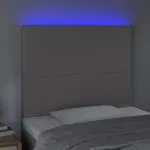 Tăblie de pat cu LED, gri, 90x5x118/128 cm, piele ecologică