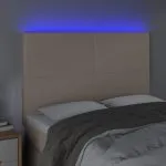 Tăblie de pat cu LED, cappuccino, 144x5x118/128 cm, piele eco