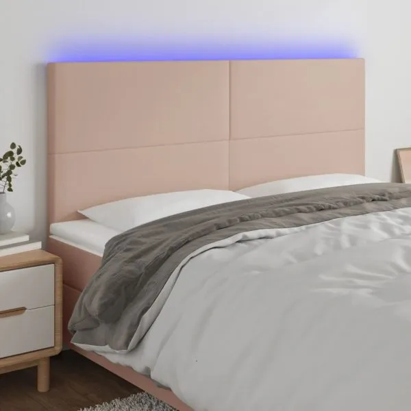 Tăblie de pat cu LED, cappuccino, 160x5x118/128 cm, piele eco