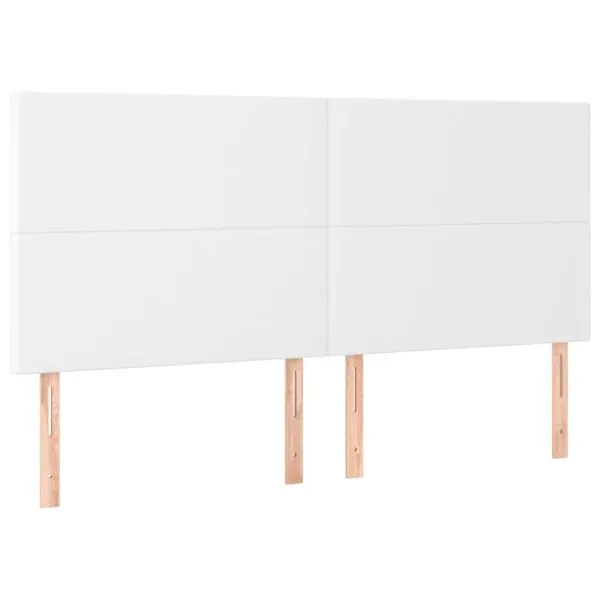 Tăblie de pat cu LED, alb, 180x5x118/128 cm, piele ecologică