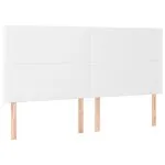 Tăblie de pat cu LED, alb, 200x5x118/128 cm, piele ecologică