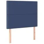 Tăblie de pat cu LED, albastru, 80x5x118/128 cm, textil