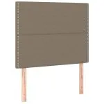Tăblie de pat cu LED, gri taupe, 90x5x118/128 cm, textil