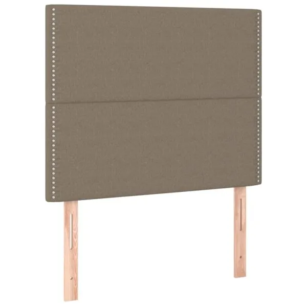 Tăblie de pat cu LED, gri taupe, 90x5x118/128 cm, textil