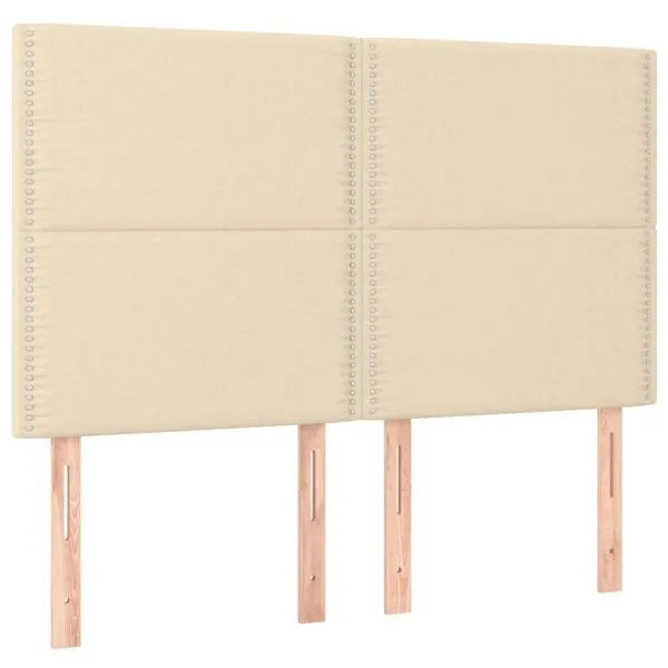 Tăblie de pat cu LED, crem, 144x5x118/128 cm, textil