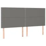 Tăblie de pat cu LED, gri închis, 160x5x118/128 cm, textil